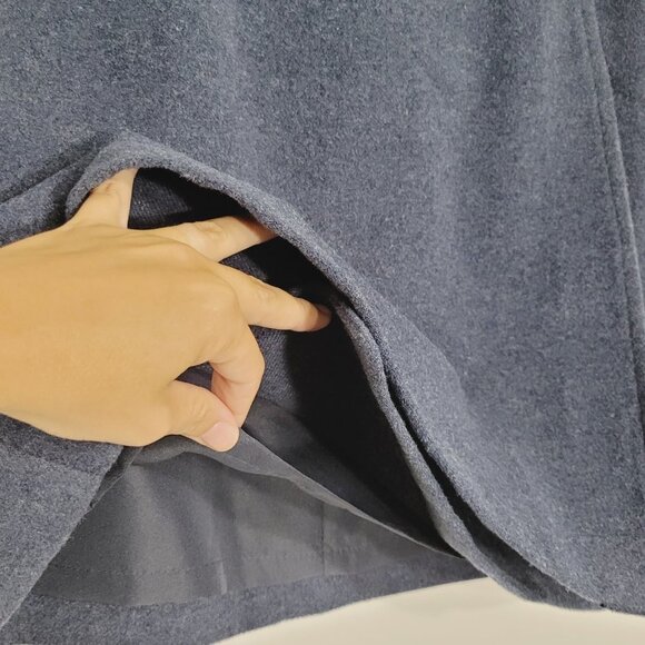 Vintage Moda Vero | Dark Blue Wool Blend A-Line Mini Skirt Faux Wrap Lined 13/14 - Picture 2 of 12